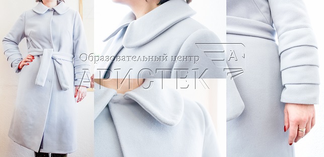 Мягкое пальто из шерсти: воротник-шаль, пояс и аккуратно обработанные рукава.